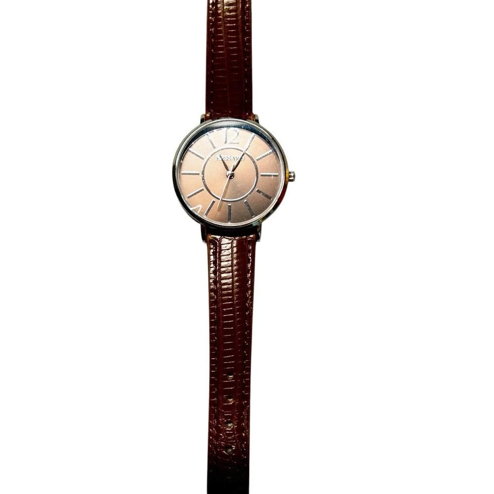 NIB Kessaris Womens 34mm Brown Watch Leather‎ Band